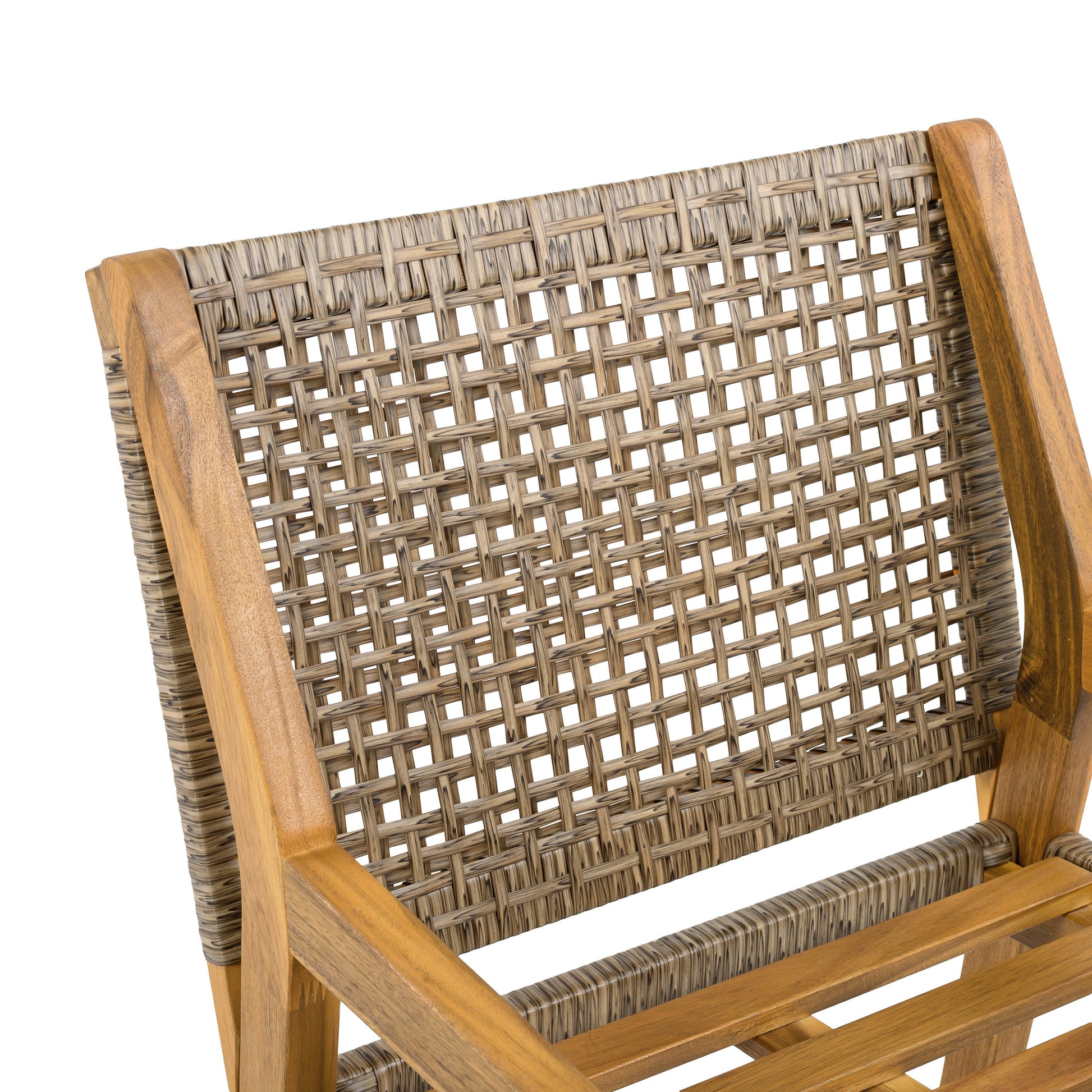 Outdoor dining chair set of 4 with acacia wood frame and woven wicker back on Tampa Home & Garden Store