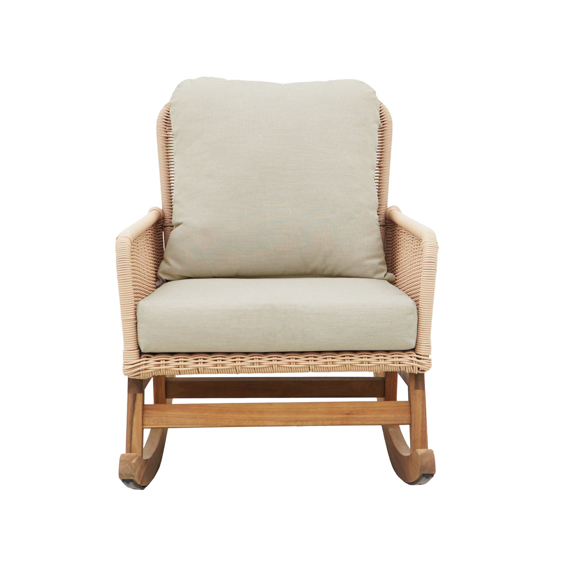 Contemporary minimalist wicker rocking chair with beige cushions by HouseOfZazla on Tampa Home & Garden Store