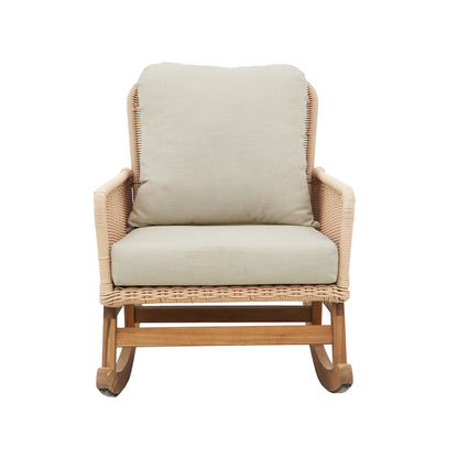 Contemporary minimalist wicker rocking chair with beige cushions by HouseOfZazla on Tampa Home & Garden Store