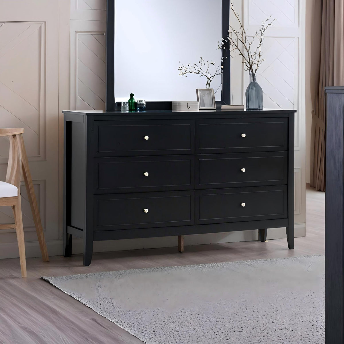 Spacious 6-Drawer Dresser with metal hardware in dark finish by HouseOfZazla on Tampa Home & Garden Store