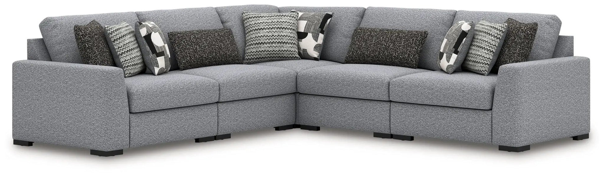 Bealton Stationary Sectional by Unique Piece Furniture, gray textured fabric with pillows on Tampa Home & Garden Store