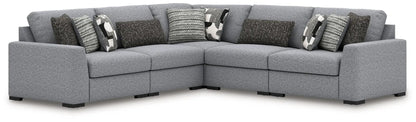Bealton Stationary Sectional by Unique Piece Furniture, gray textured fabric with pillows on Tampa Home & Garden Store