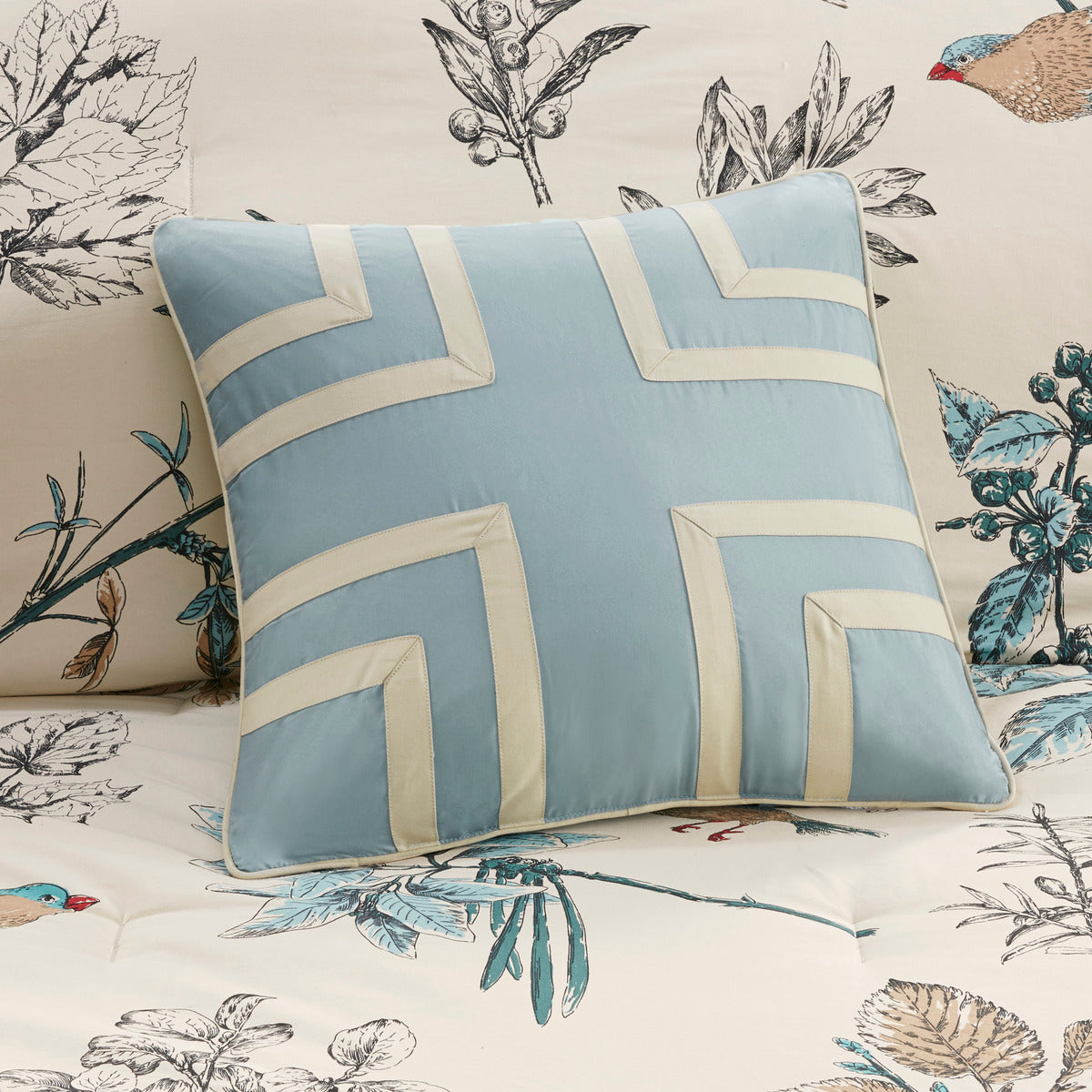7 Piece Printed Cotton Twill Comforter Set Queen