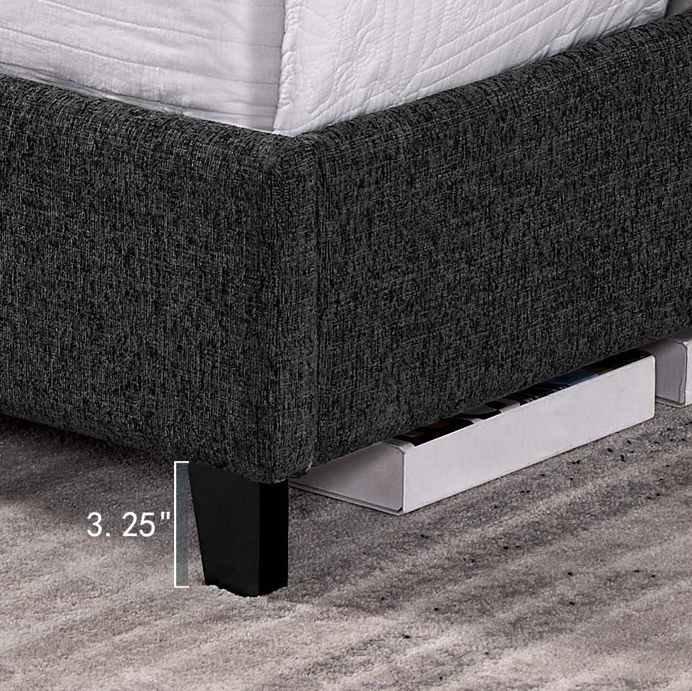 Platform Bed with Upholstered Headboard and Frame