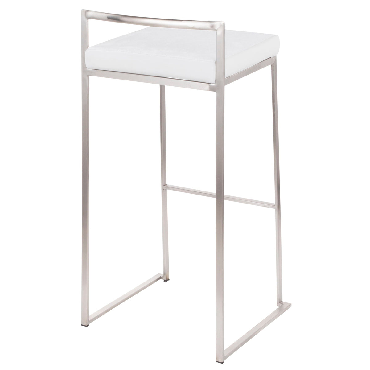 Contemporary stackable barstool set with padded white seat, stainless steel frame HouseOfZazla on Tampa Home & Garden Store