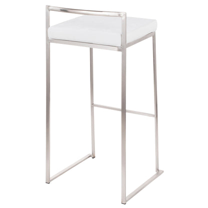 Contemporary stackable barstool set with padded white seat, stainless steel frame HouseOfZazla on Tampa Home & Garden Store