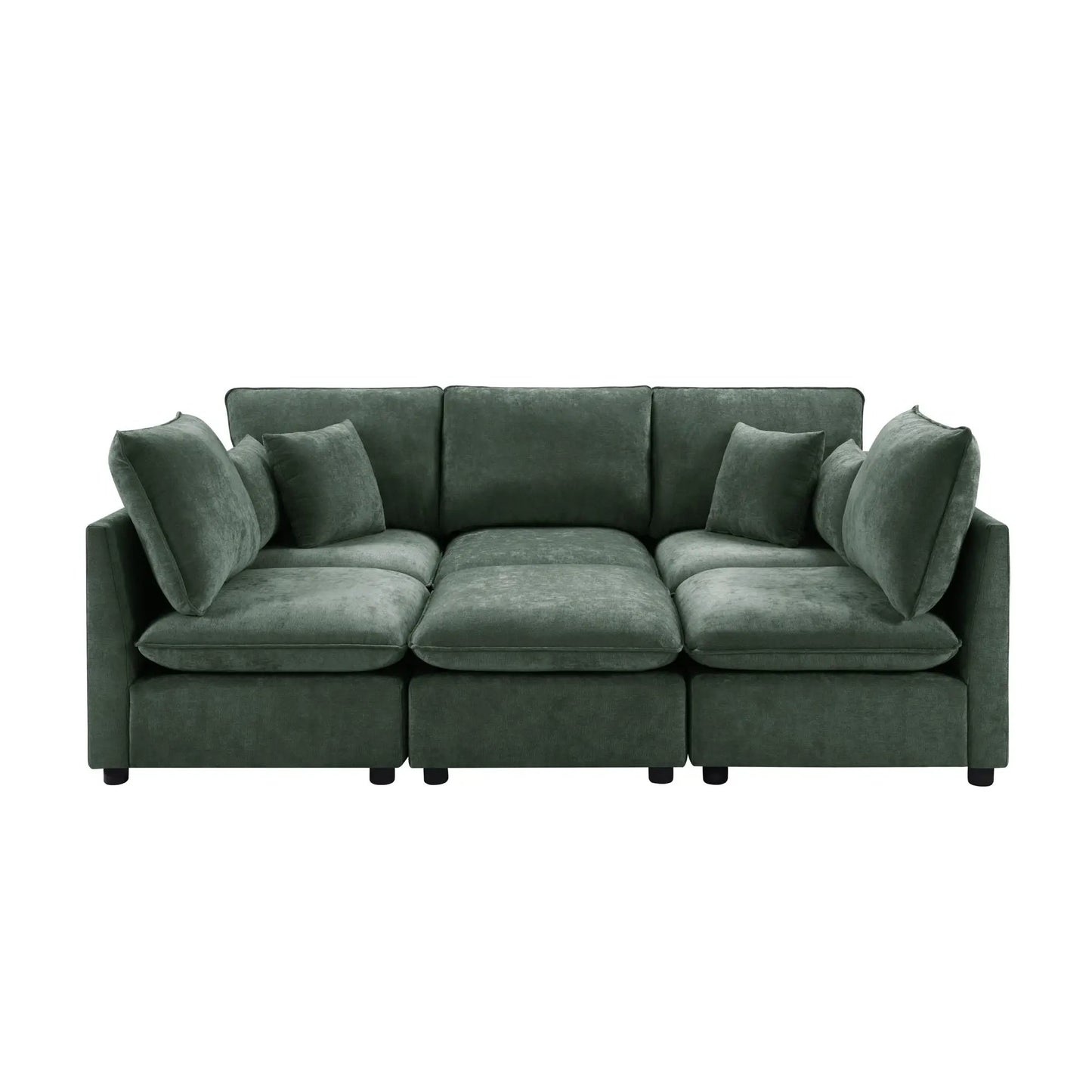 U-shaped sofa green velvet from Unique Piece Furniture with plush cushions 2-piece set on Tampa Home & Garden Store