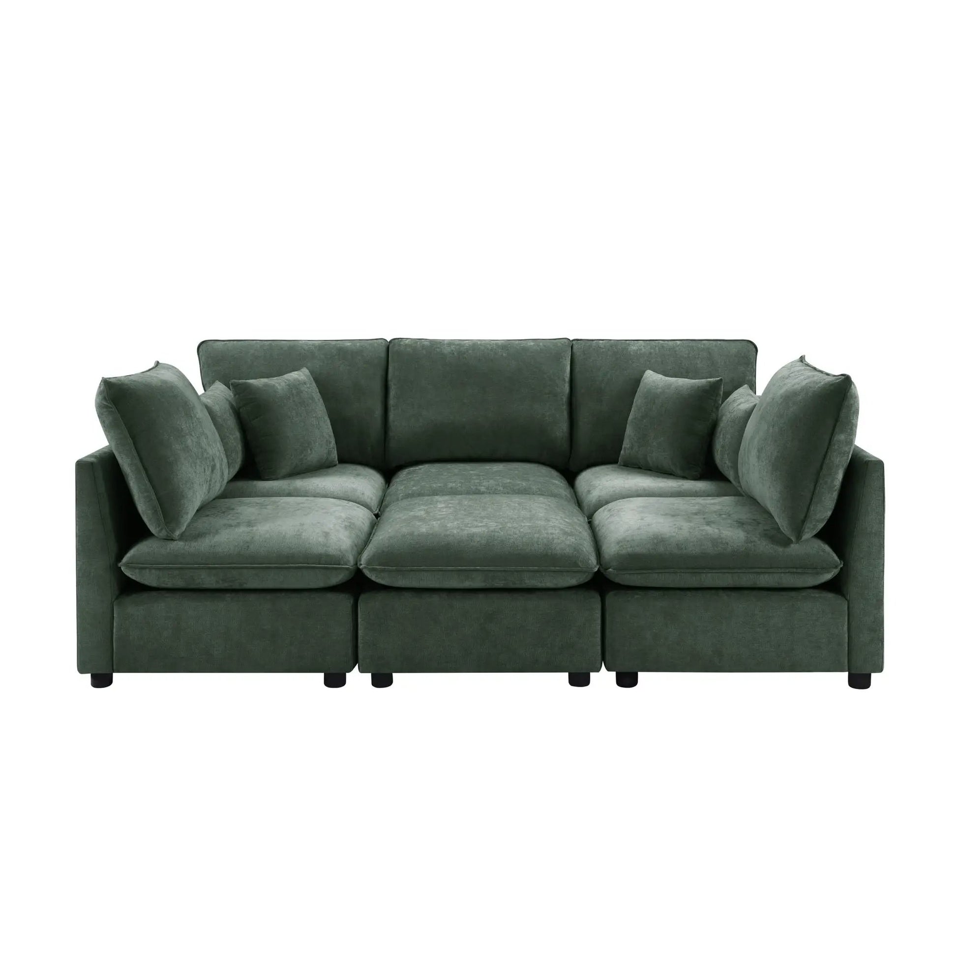 U-shaped sofa green velvet from Unique Piece Furniture with plush cushions 2-piece set on Tampa Home & Garden Store
