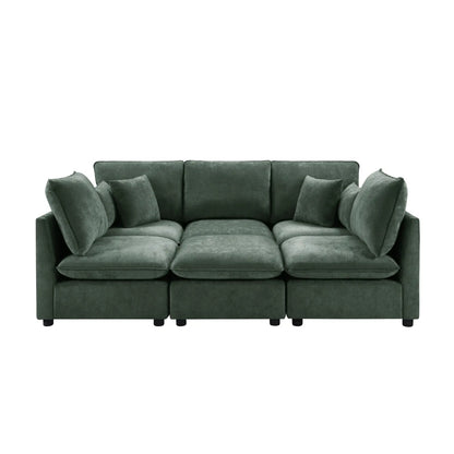 U-shaped sofa green velvet from Unique Piece Furniture with plush cushions 2-piece set on Tampa Home & Garden Store