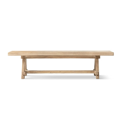 Natural dining bench with pillar base in solid reclaimed elm by HouseOfZazla on Tampa Home & Garden Store