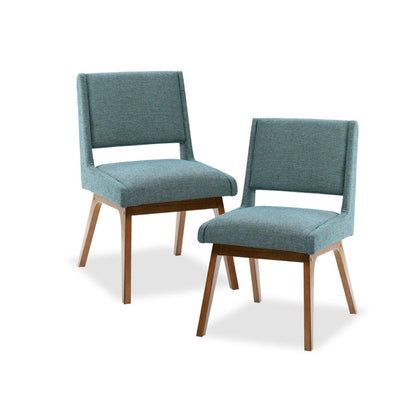 Blue upholstered dining chairs set of 2 with retro design by HouseOfZazla on Tampa Home & Garden Store