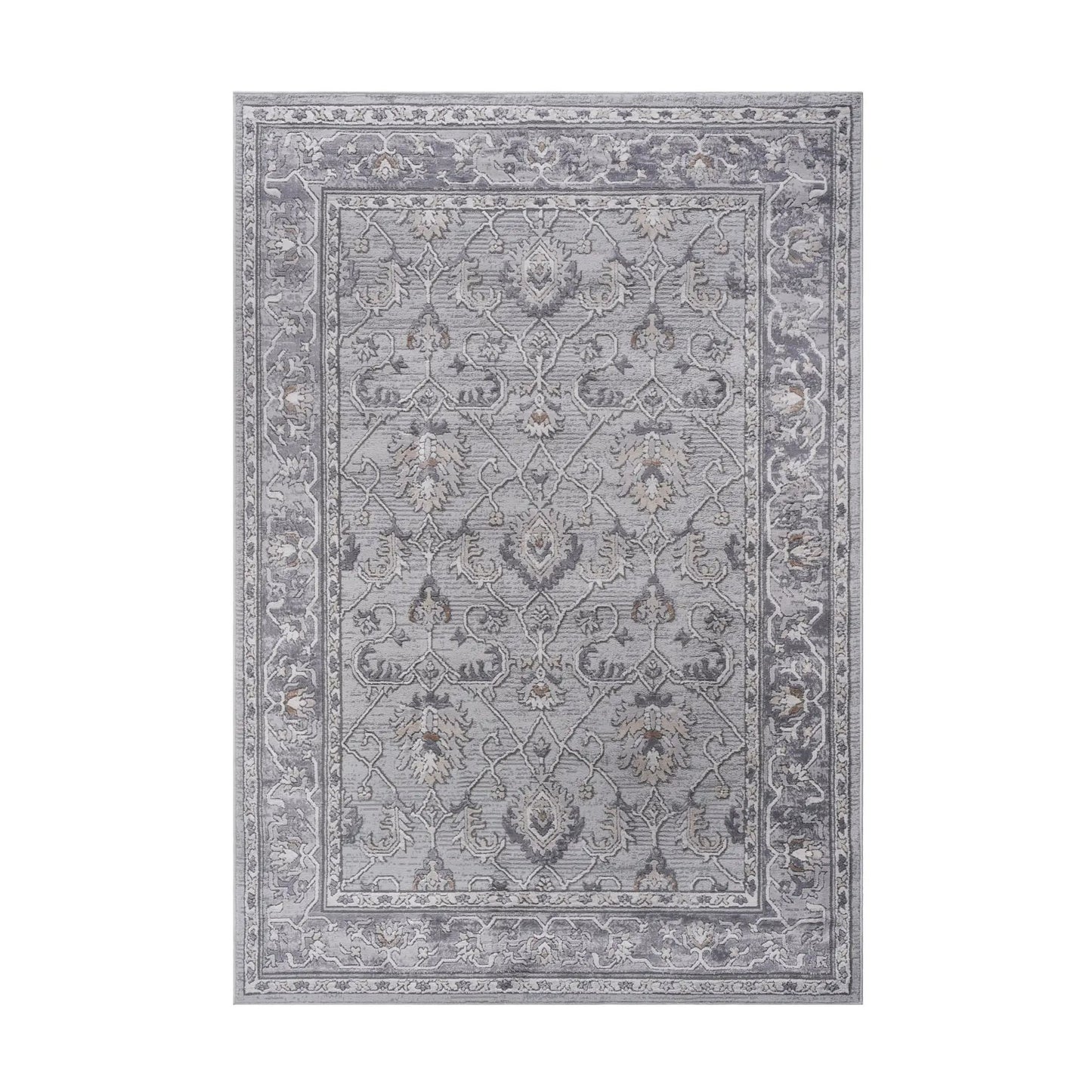Marfi Trendy Oriental Rug runner in gray with floral lattice border Unique Piece Furniture on Tampa Home & Garden Store
