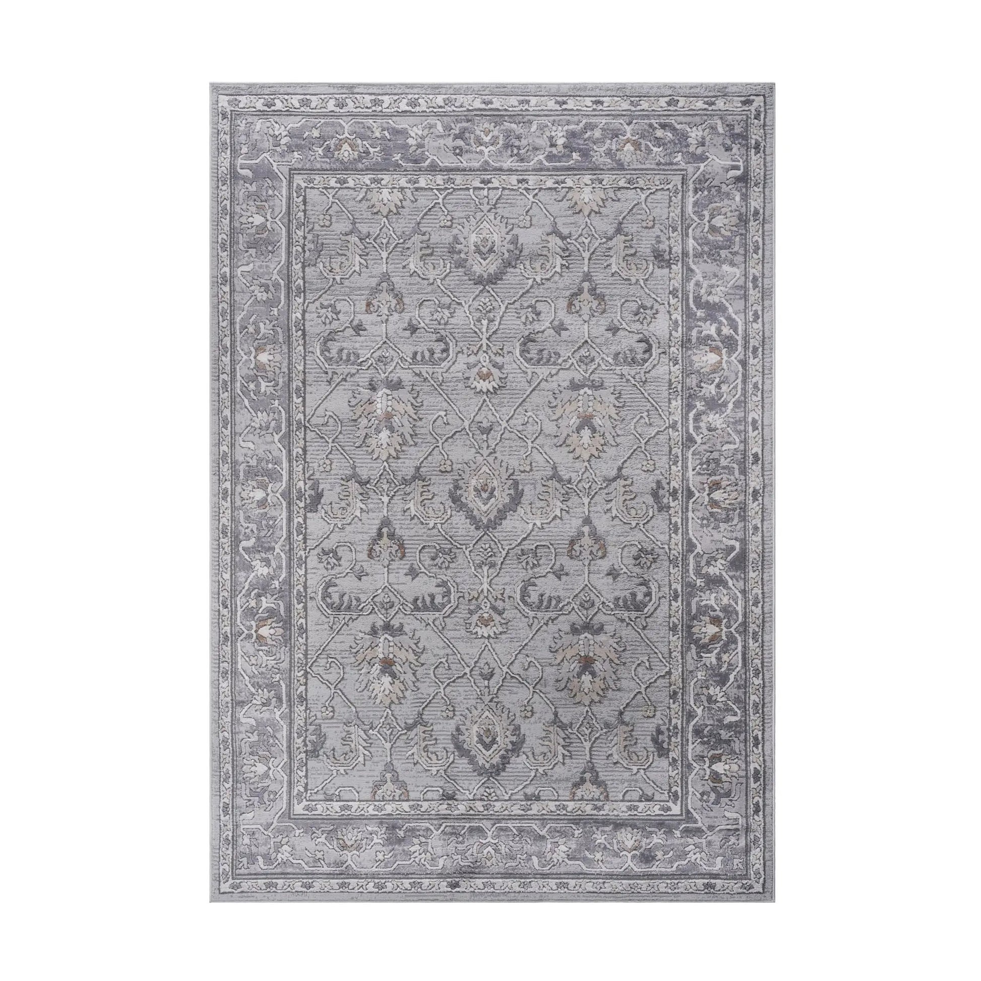 Marfi Trendy Oriental Rug runner in gray with floral lattice border Unique Piece Furniture on Tampa Home & Garden Store