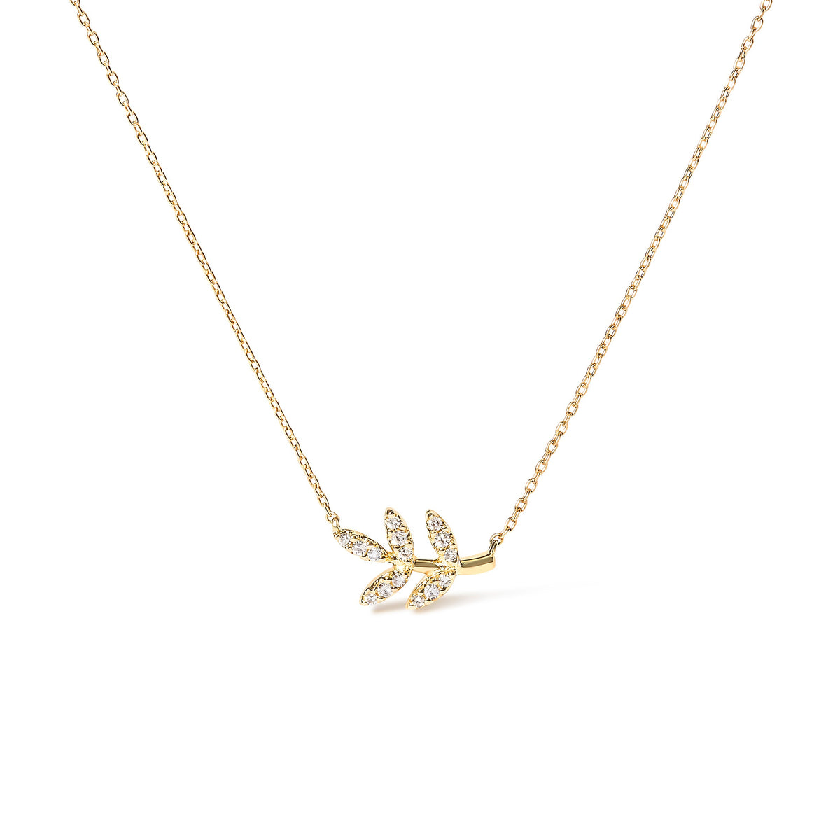 10K yellow gold leaf and branch pendant necklace with 18 inch chain and 1/10 cttw diamonds on Tampa Home & Garden Store
