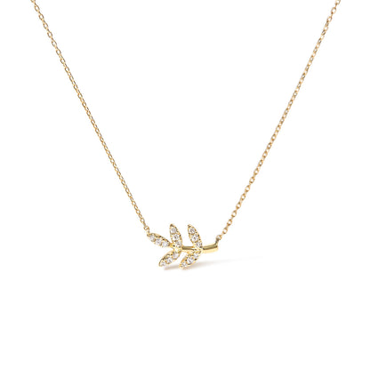 10K yellow gold leaf and branch pendant necklace with 18 inch chain and 1/10 cttw diamonds on Tampa Home & Garden Store