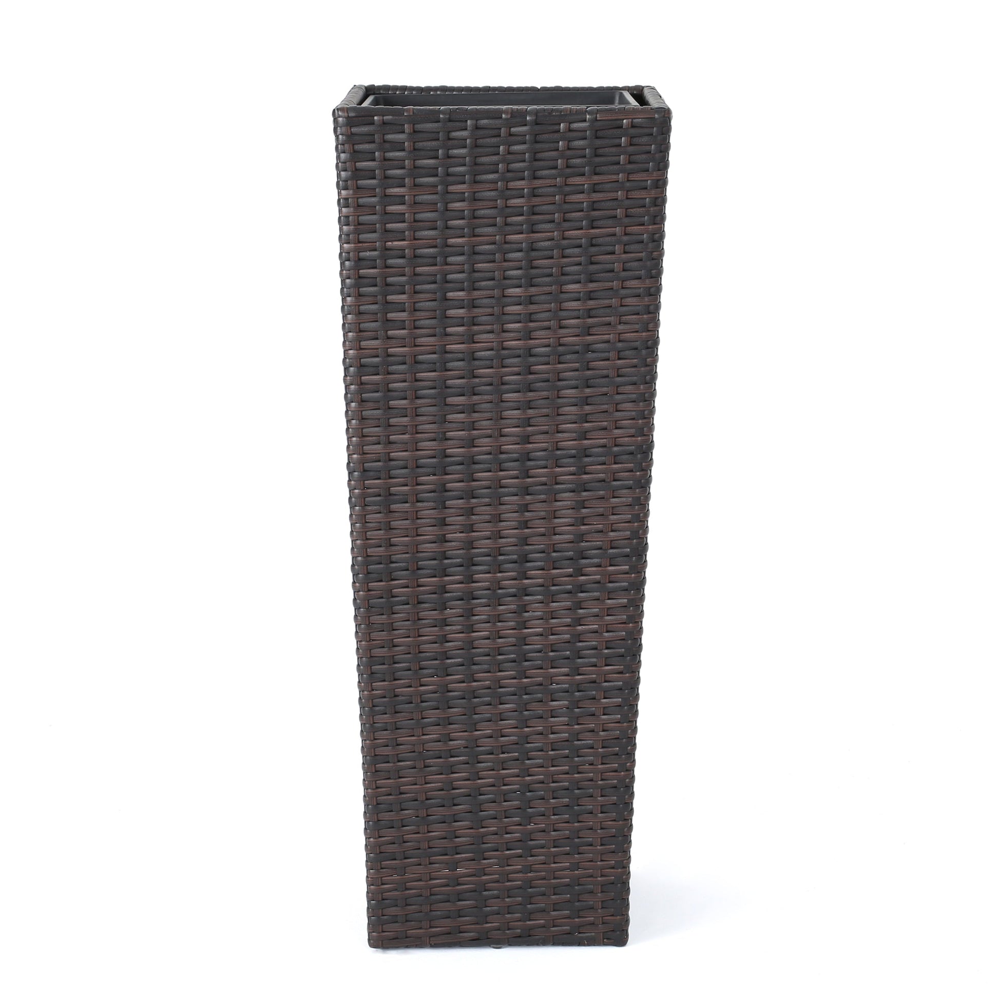 Brown rattan flower pot planter by HouseOfZazla with woven wicker texture on Tampa Home & Garden Store