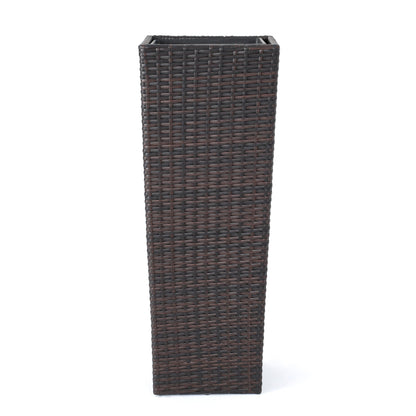 Brown rattan flower pot planter by HouseOfZazla with woven wicker texture on Tampa Home & Garden Store