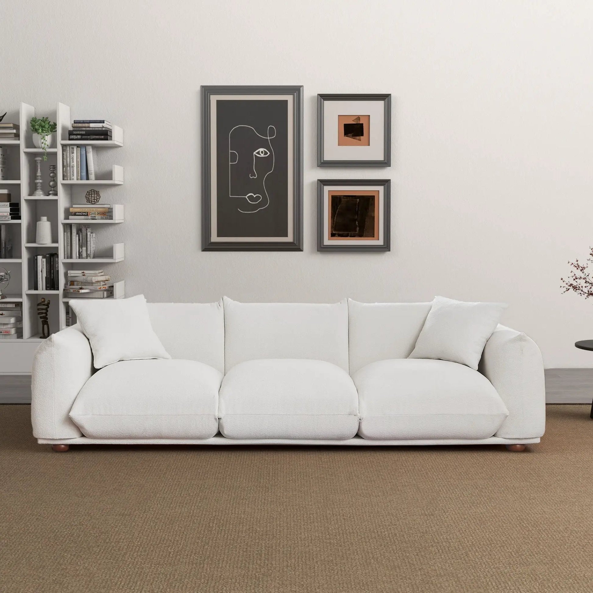 Kely Upholstered Sofa by Unique Piece Furniture, white 3-seat stationary with plush cushions on Tampa Home & Garden Store