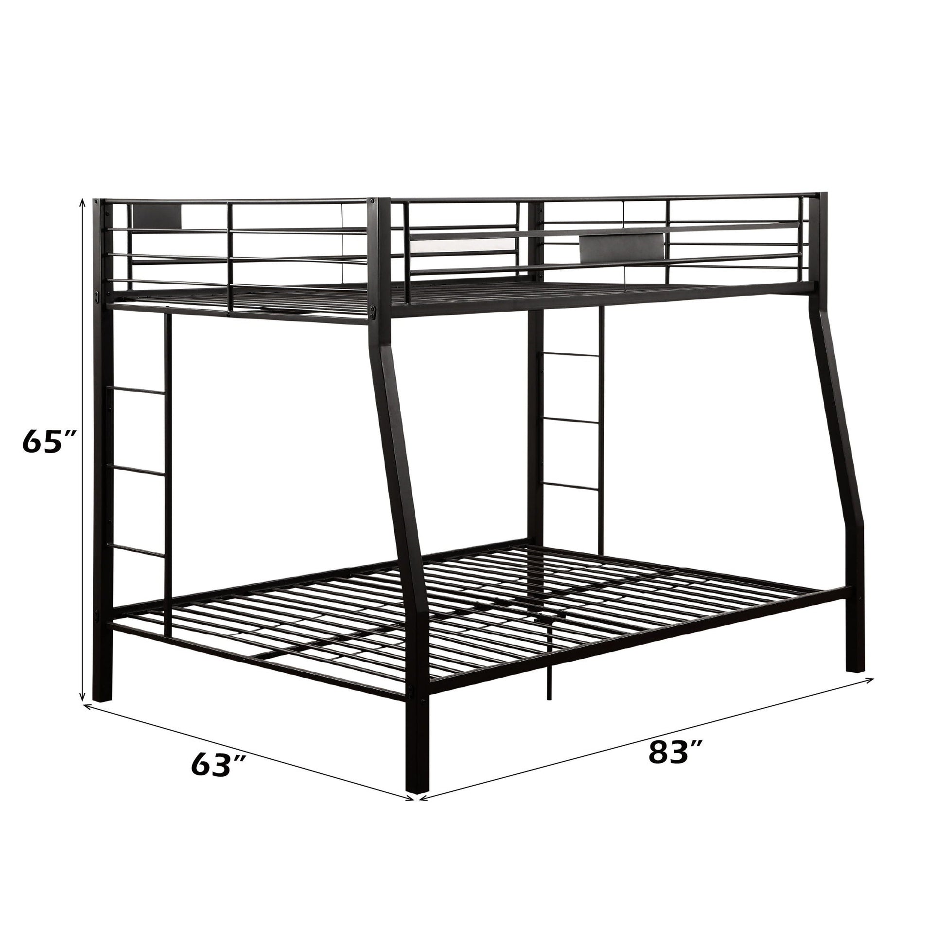 Limbra Spacious Design Double Bunk Bed, black metal bunk frame with rails on Tampa Home & Garden Store