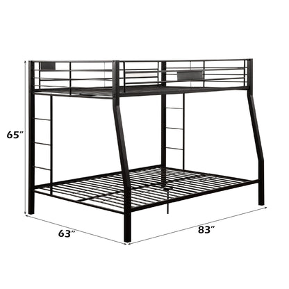 Limbra Spacious Design Double Bunk Bed, black metal bunk frame with rails on Tampa Home & Garden Store