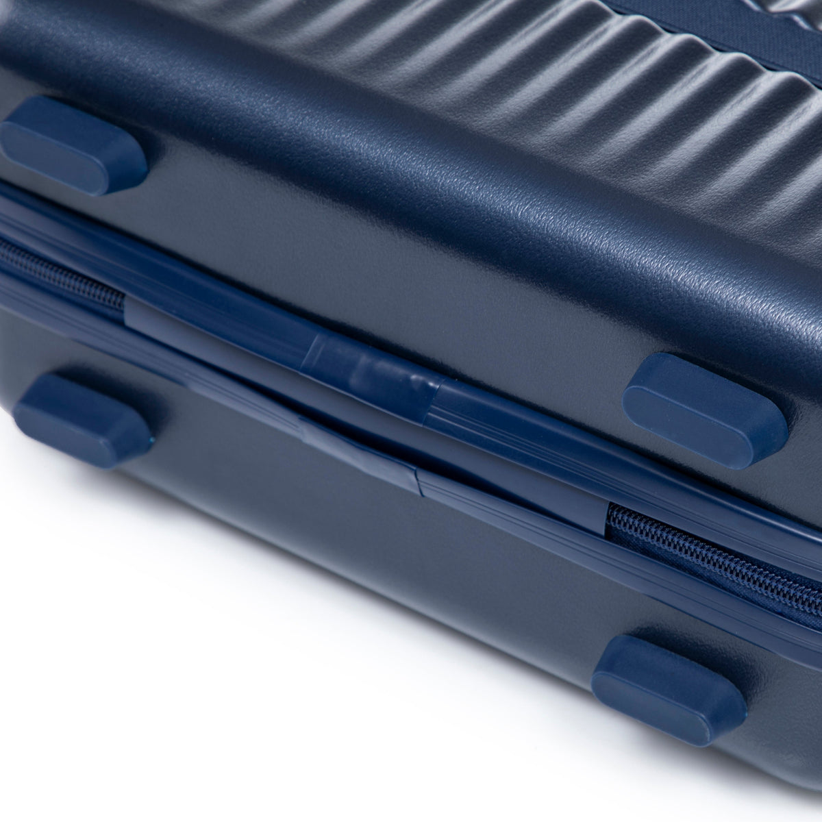 Luggage set blue ABS spinner wheel detail with smooth finish and zipper track on Tampa Home & Garden Store