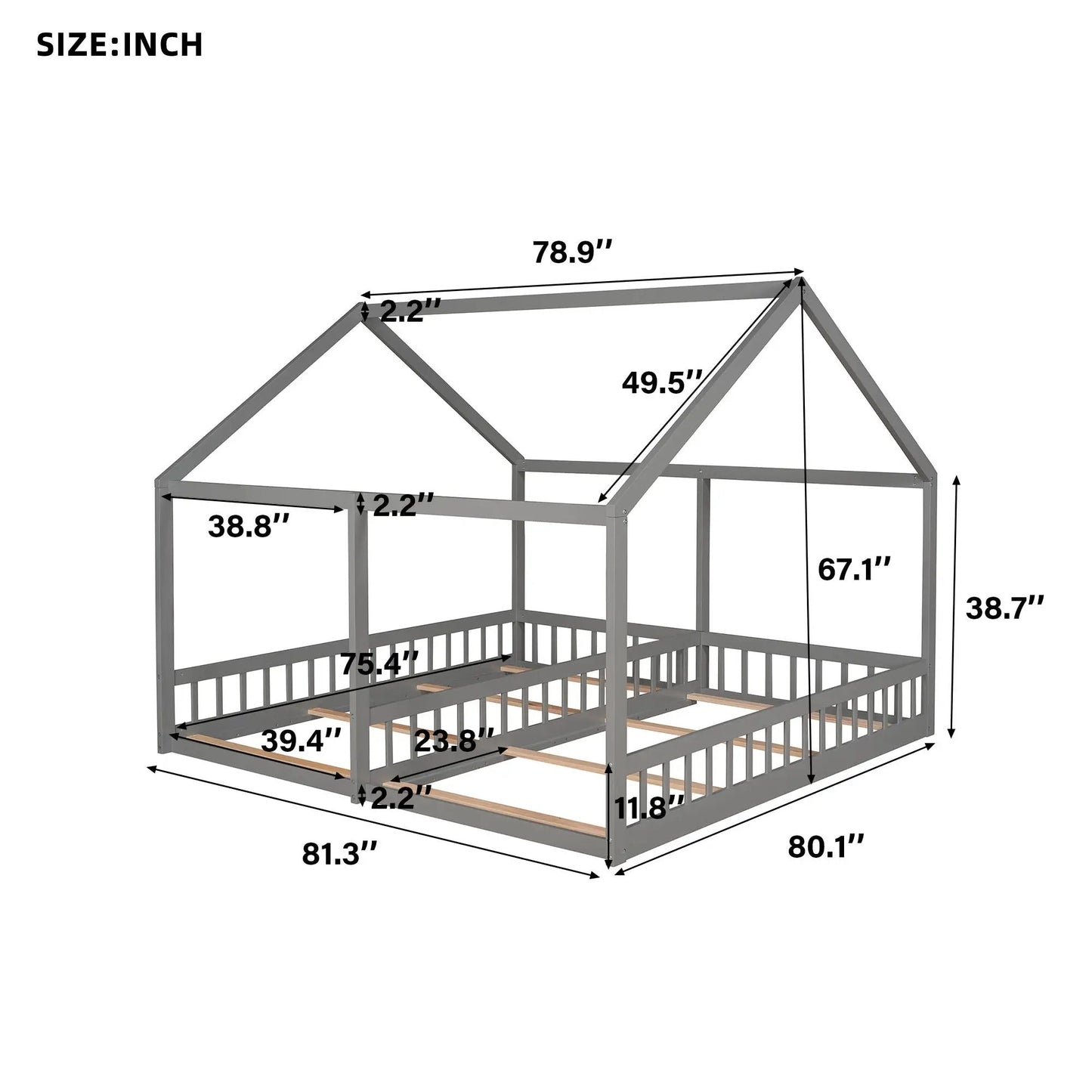 House Platform Beds For Two With Guardrails