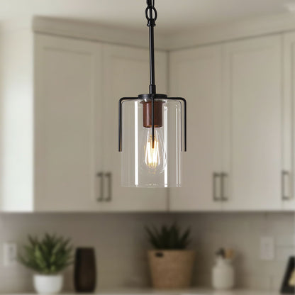 Adjustable Pendant Lighting with Wood Grain