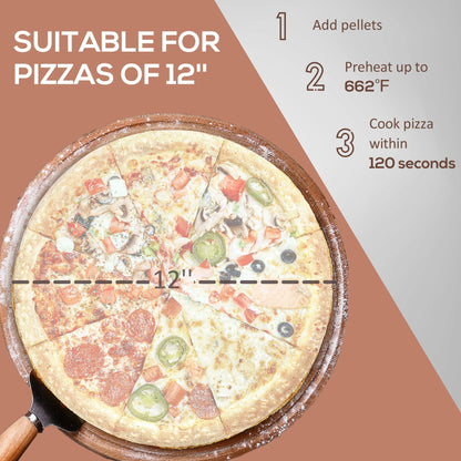 Dutch oven pizza on a 12-inch rotating stone with wooden-handle pizza paddle visible on Tampa Home & Garden Store