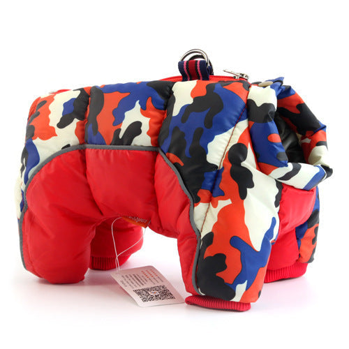 Dog winter down jacket camouflage multicolor by Pet Zen with red teddy cotton coat on Tampa Home & Garden Store