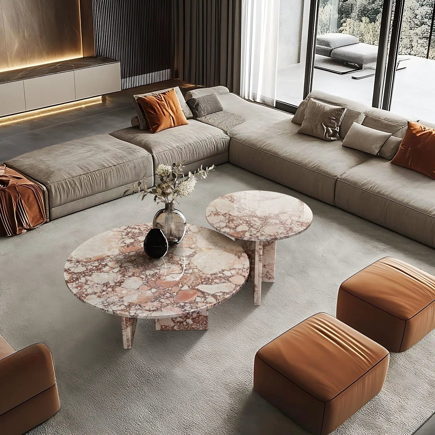 Elegant Coffee Duo Table Set: pink marble tables by Unique Piece Furniture on Tampa Home & Garden Store