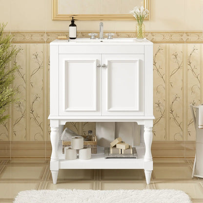 Modern Bathroom Vanity With Sink Open Shelf