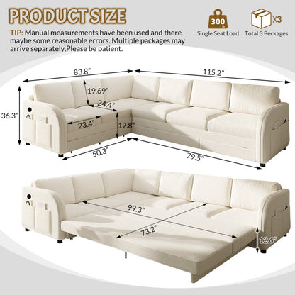 L Shaped Couch With Pull Out Bed And Usb Port