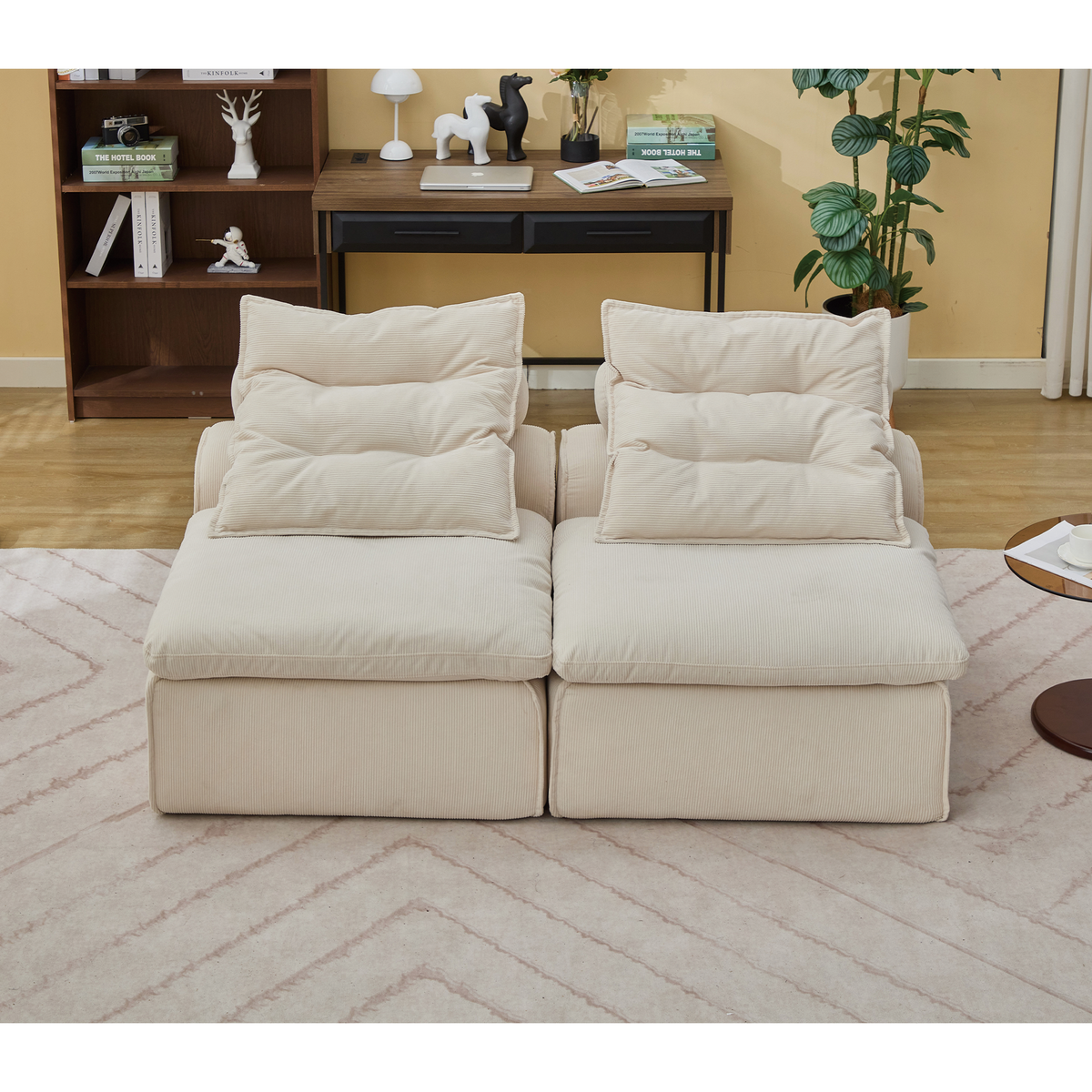 Modular Sofa With Neck and Lumbar Pillows