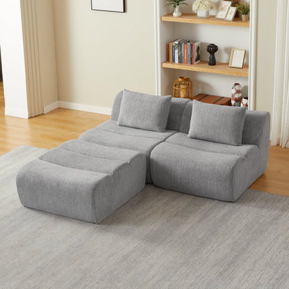 Oversized 3-Seater Compressed Sofa and Chenille