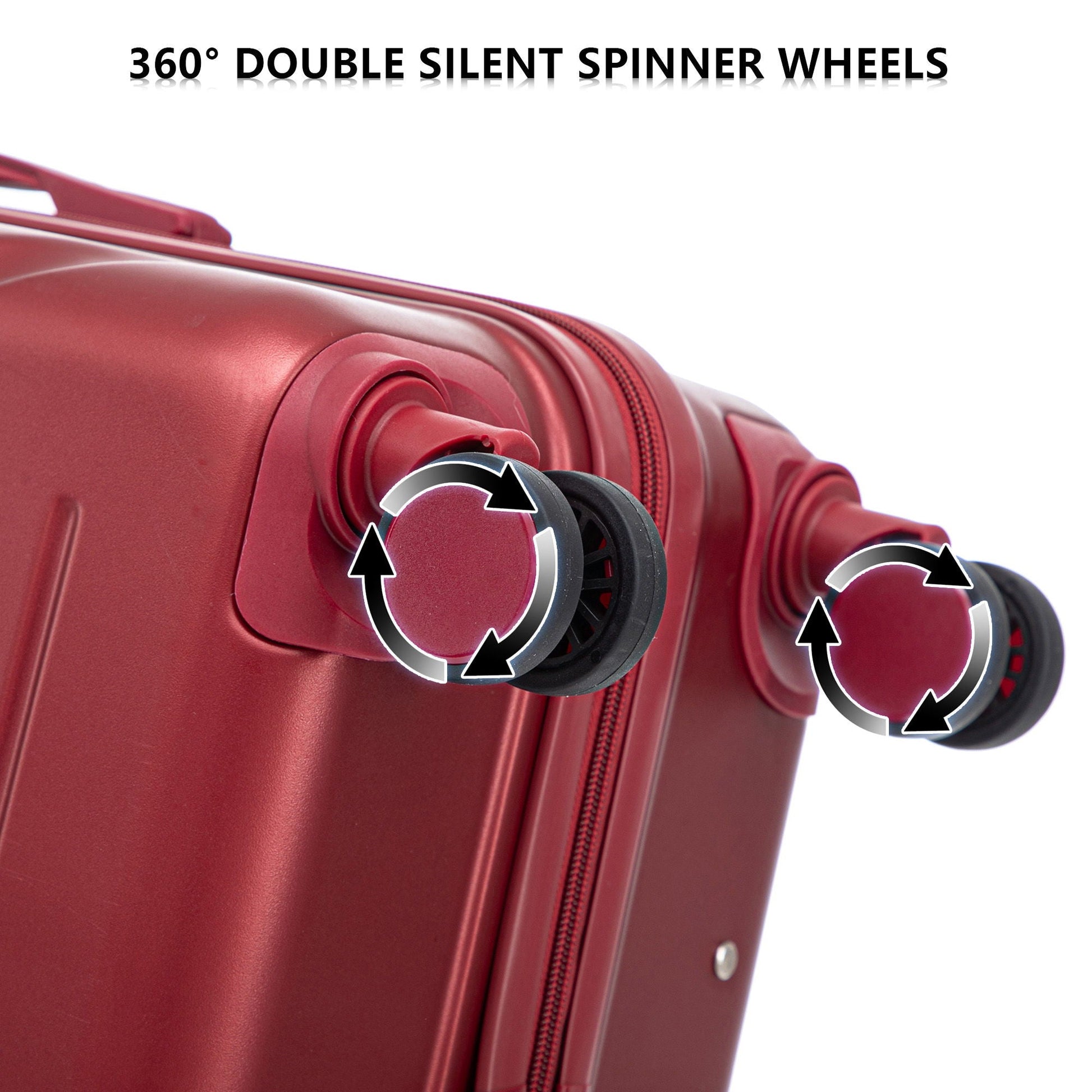 HouseOfZazla red 3-piece spinner luggage set with combination lock and visible wheels on Tampa Home & Garden Store