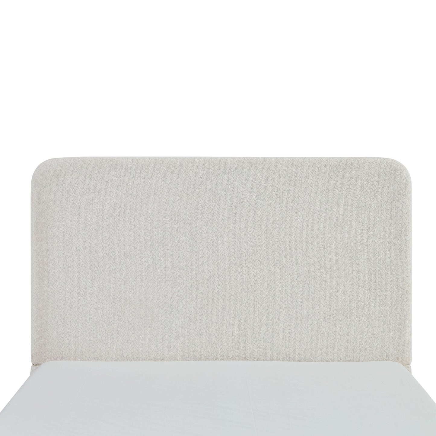 Canter tall upholstered bed headboard in cream textured fabric with rounded edges on Tampa Home & Garden Store