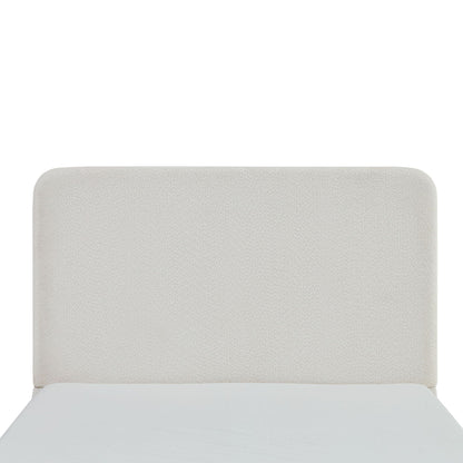 Canter tall upholstered bed headboard in cream textured fabric with rounded edges on Tampa Home & Garden Store
