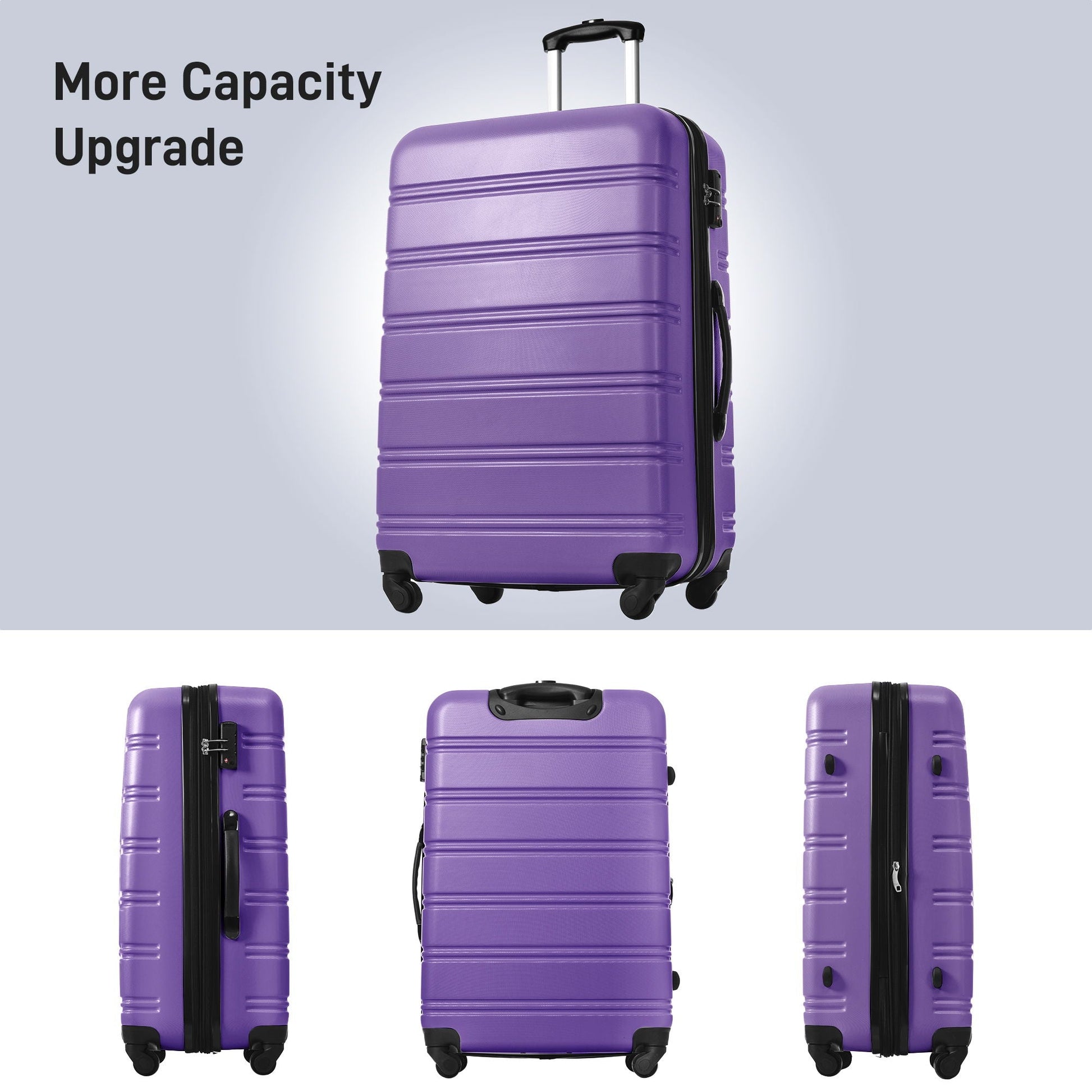 HouseOfZazla 3-piece hardside spinner luggage set in purple with TSA lock, 20/24/28 in on Tampa Home & Garden Store