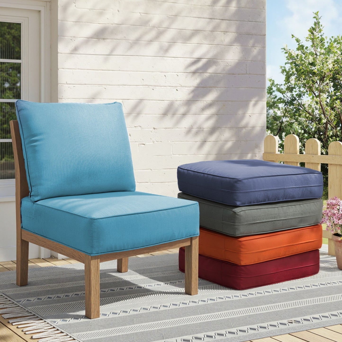 Thick Outdoor Seat and Back Cushions Set