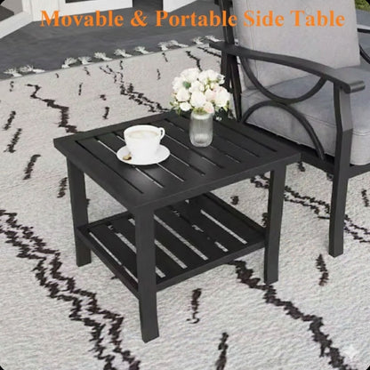 Square 2 Tier Rust Resistant Outdoor Side Table