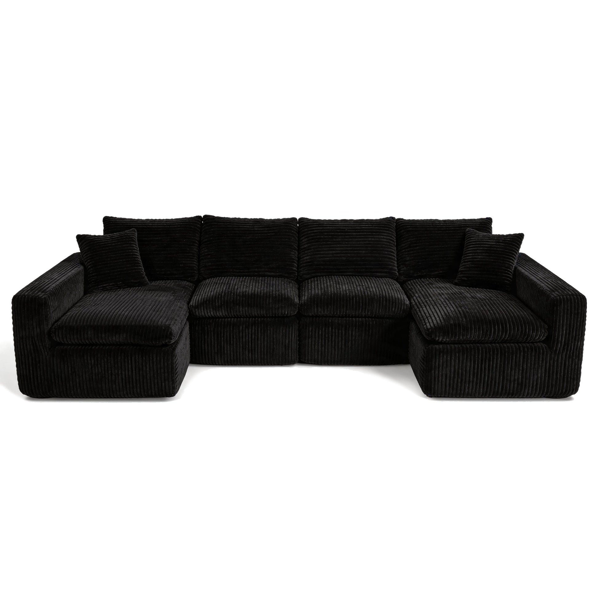 Modular sectional cloud couch in black corduroy with plush cushions by HouseOfZazla on Tampa Home & Garden Store