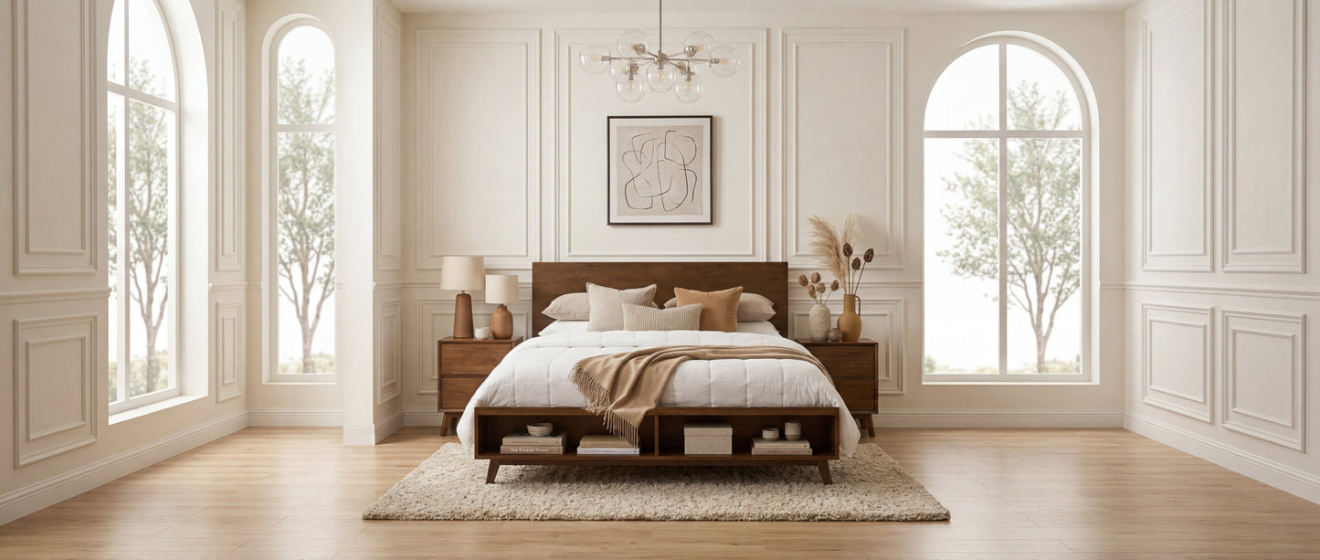 Solid Walnut King Platform Bed With Storage