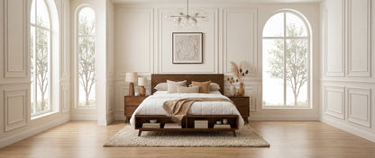 Solid Walnut King Platform Bed With Storage