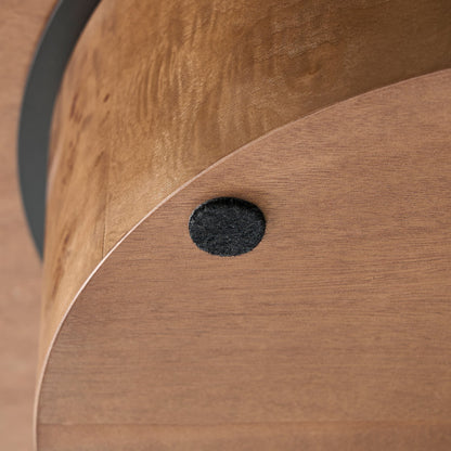 31.49in burl wood veneer round coffee table by HouseOfZazla with warm grain on Tampa Home & Garden Store