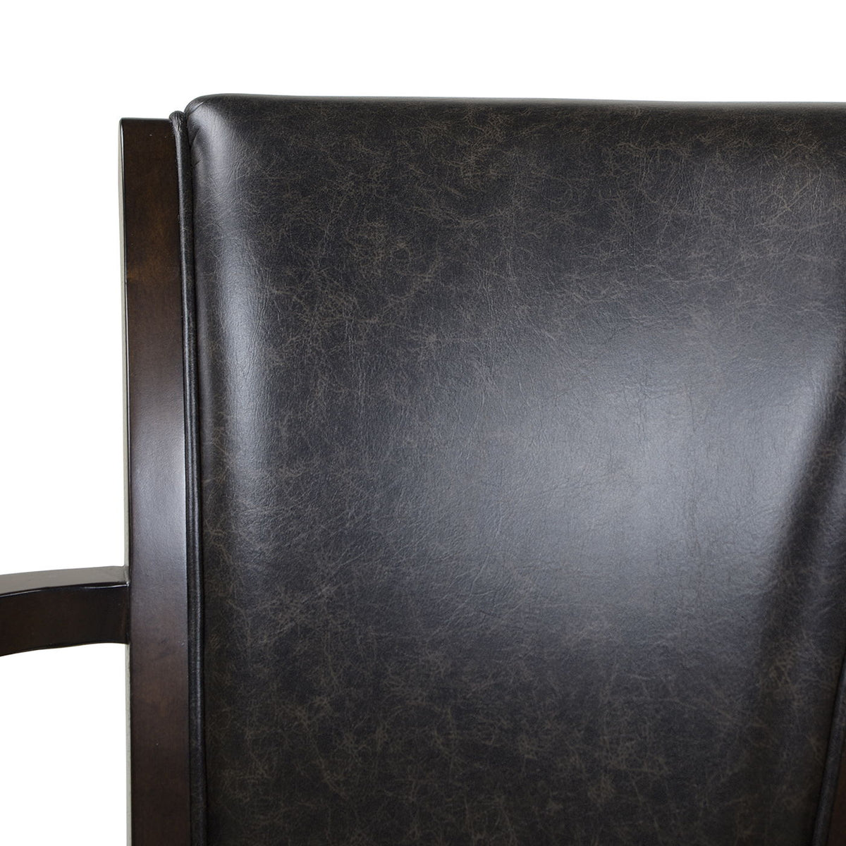 HouseOfZazla swivel counter-height bar stool with back in dark brown leather and hardwood frame on Tampa Home & Garden Store