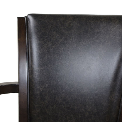 HouseOfZazla swivel counter-height bar stool with back in dark brown leather and hardwood frame on Tampa Home & Garden Store