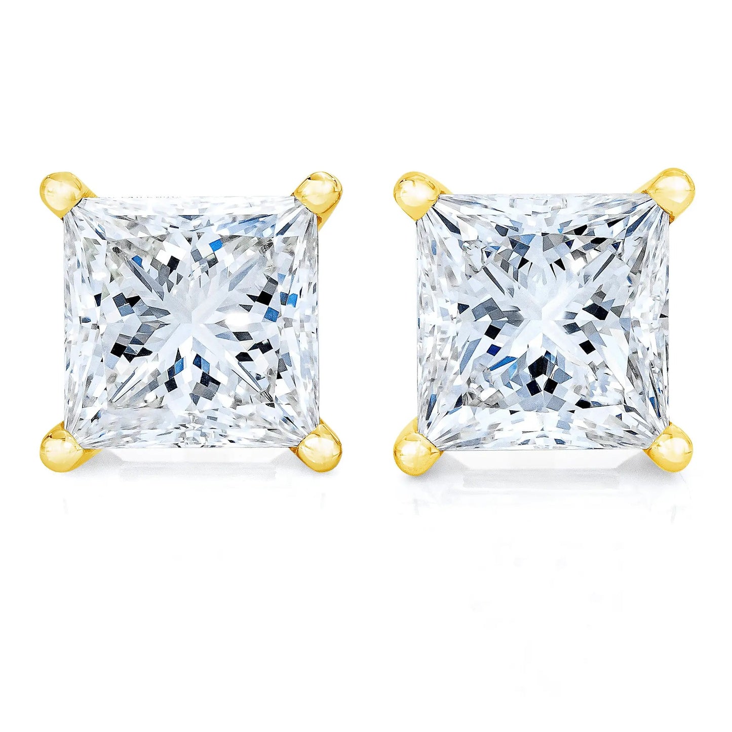 Earrings: 14K yellow gold princess-cut square diamond studs, 2 pcs, 1/5 cttw, 4-prong on Tampa Home & Garden Store