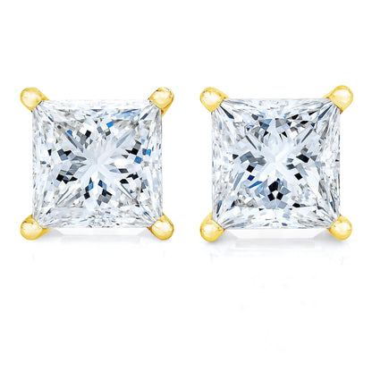 Earrings: 14K yellow gold princess-cut square diamond studs, 2 pcs, 1/5 cttw, 4-prong on Tampa Home & Garden Store