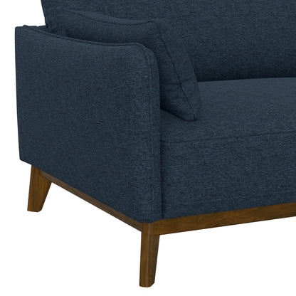 Wide Blue And Supportive Mid Century Sofa