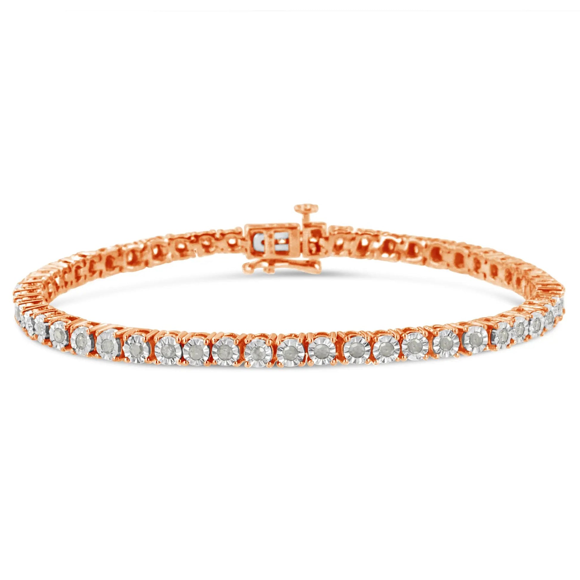 Miracle-Set diamond tennis bracelet, 7in, rose-gold tone bezel-set diamonds, I-J color on Tampa Home & Garden Store